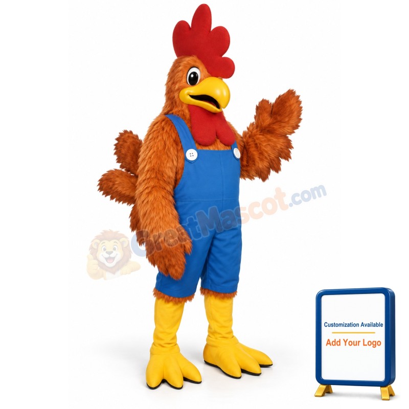 Rhode IslandRed w-Overalls Lightweight Mascot Costume