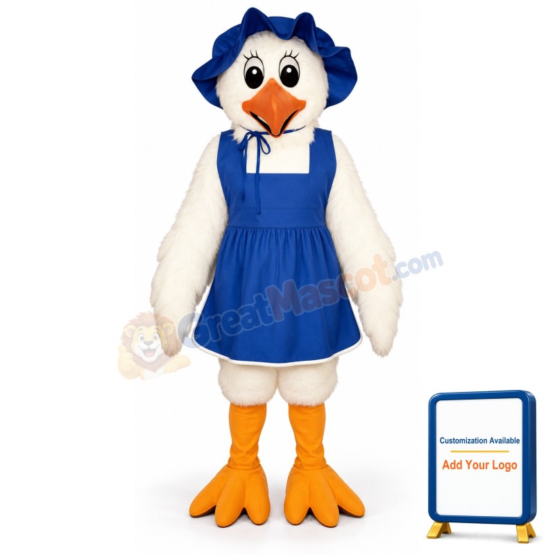 White Chickenw-Hat &Apron Lightweight Mascot Costume