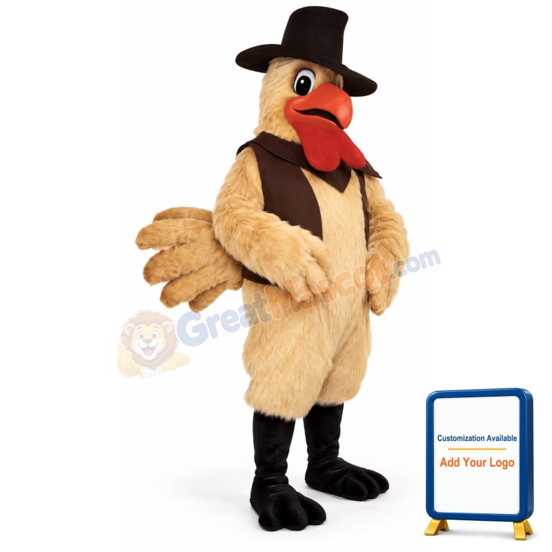 Western Roosterw-HatTie Vest & Boots Lightweight Mascot Costume