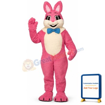 Raleigh Rabbit w-Bow & Fur Collar Lightweight Mascot Costume