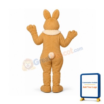 Tan Raleigh Rabbit w-Bow & Fur Colla Lightweight Mascot Costume
