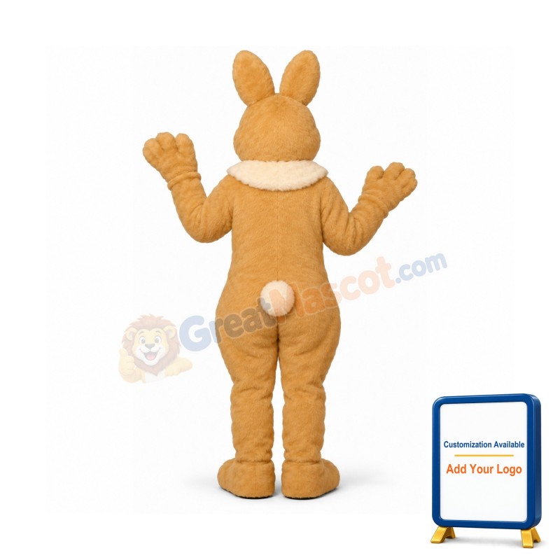 Tan Raleigh Rabbit w-Bow & Fur Colla Lightweight Mascot Costume