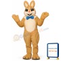 Tan Raleigh Rabbit w-Bow & Fur Colla Lightweight Mascot Costume