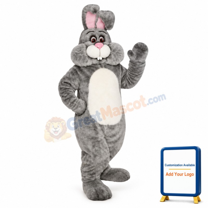 Grey Marsh- mallow Bunny Lightweight Mascot Costume