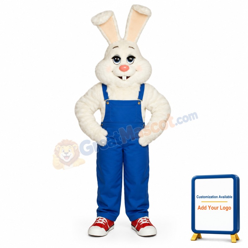 Farmer Rabbit w-Bib Overalls Lightweight Mascot Costume