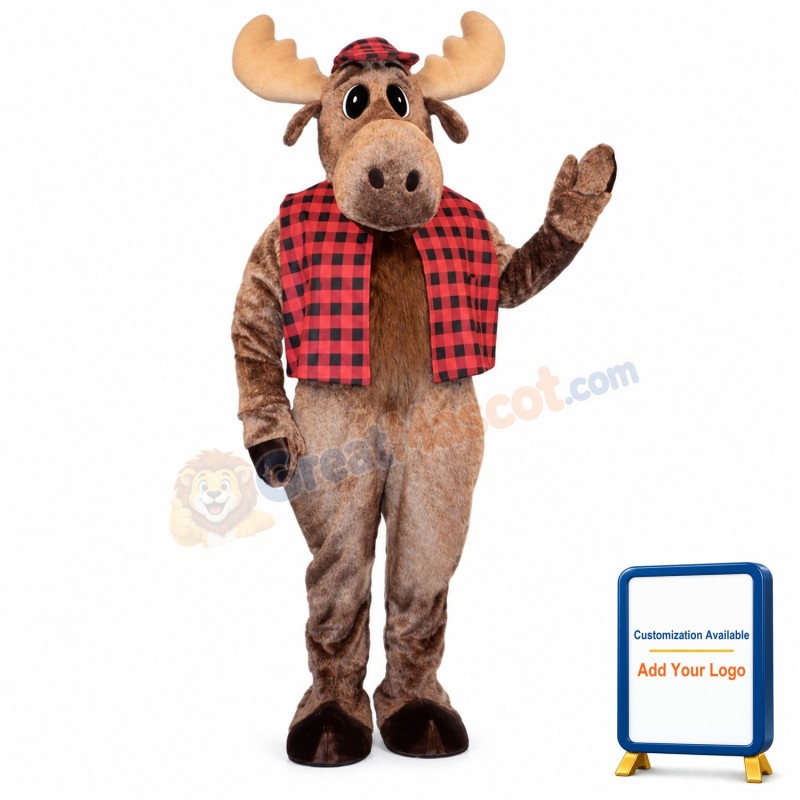 Hunter Moose w-Hat & Vest Lightweight Mascot Costume