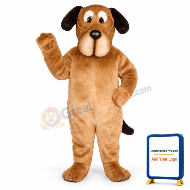 Educated Dog w-Glasses Lightweight Mascot Costume