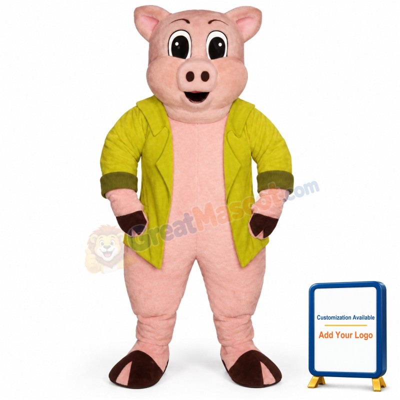 Big Pig w-Jacket Lightweight Mascot Costume