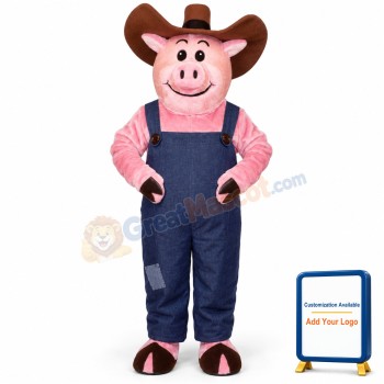 Farmer Hog w-Overalls & Hat Lightweight Mascot Costume