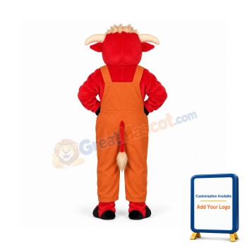 Angry Bull with Overalls Lightweight Mascot Costume