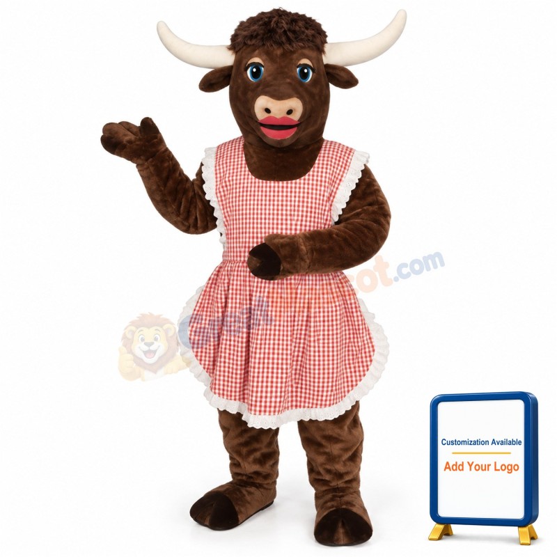 Lady Longhorn w-Apron Lightweight Mascot Costume