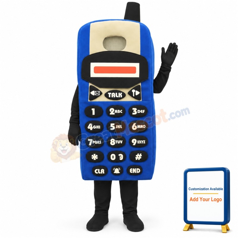 Blue Cell Phone Lightweight Mascot Costume