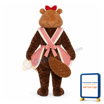 Gloria Beaver w-Apron & Bow Lightweight Mascot Costume