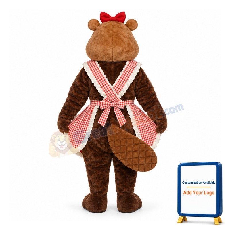 Gloria Beaver w-Apron & Bow Lightweight Mascot Costume