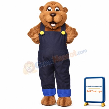 Woody Woodchuck w-Overalls Lightweight Mascot Costume