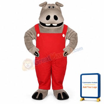 Hippie Hippo w-Overalls Lightweight Mascot Costume