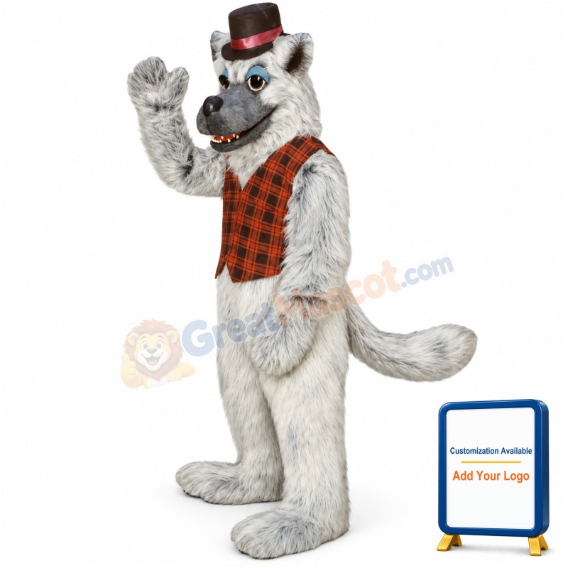 Wolf w-Hat & Vest Lightweight Mascot Costume
