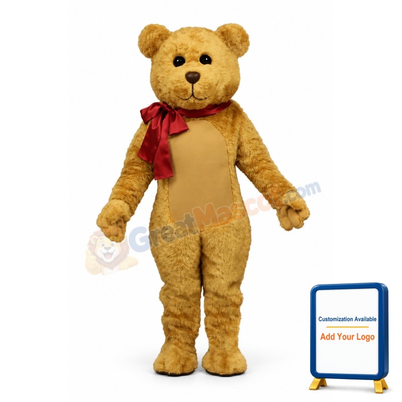 Stuffed Teddy w-Bow Lightweight Mascot Costume