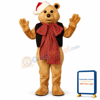 Fancy Bear w-VestBow & Hat Lightweight Mascot Costume