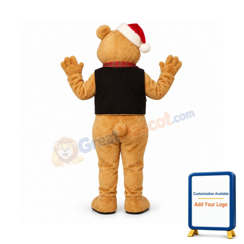 Fancy Bear w-VestBow & Hat Lightweight Mascot Costume