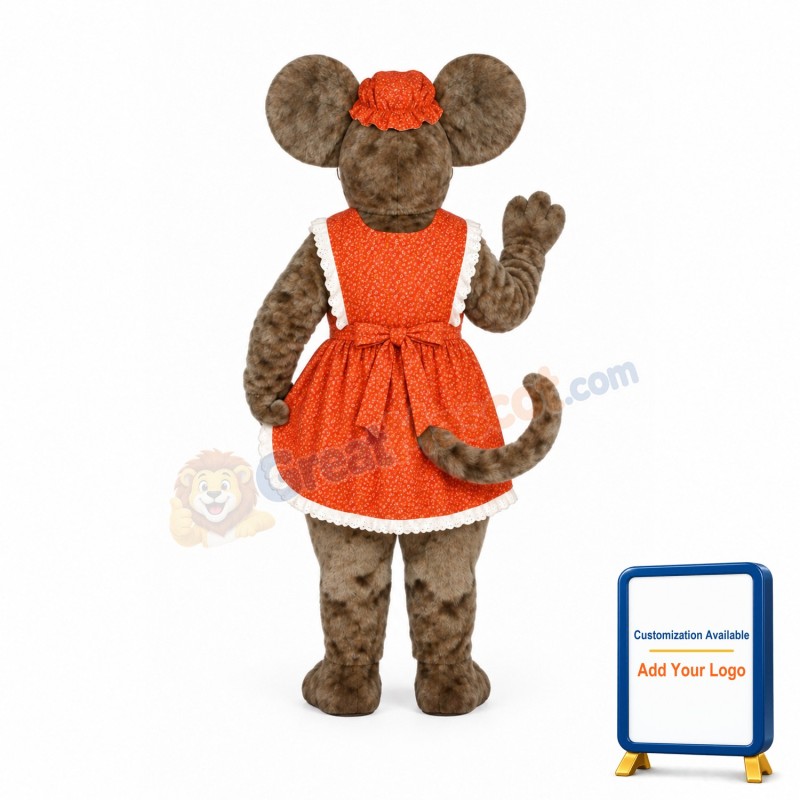 Granny Mouse w-Glasses Hat&Apron Lightweight Mascot Costume