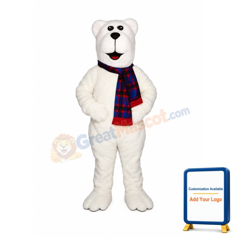 Arctic Bear w-Scarf Lightweight Mascot Costume
