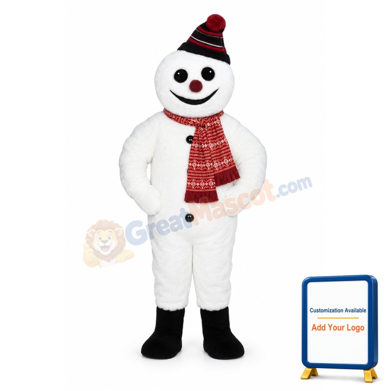 Smiling Snowmanw-Hat & Scarf Lightweight Mascot Costume