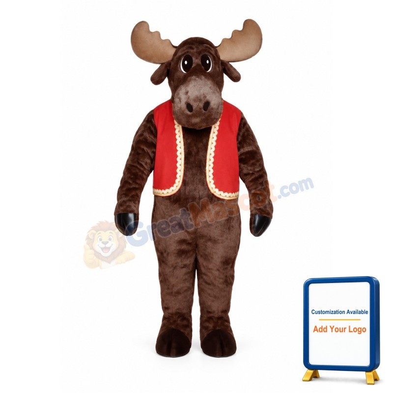 Milton Moose w-Christmas Vest Lightweight Mascot Costume