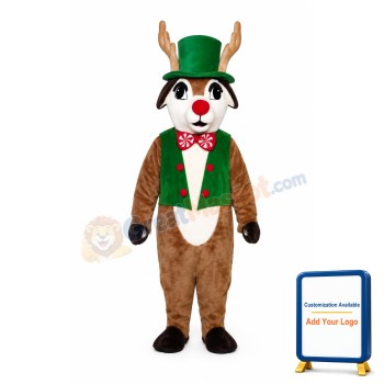 Yultide Deer w-vestHat & Bowtie Lightweight Mascot Costume