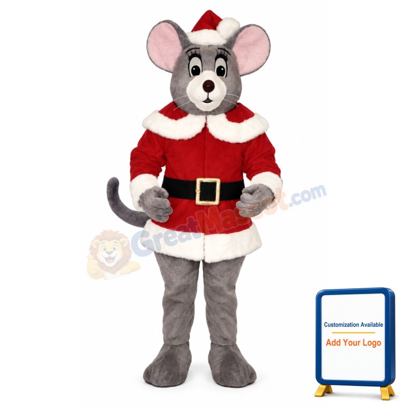 Noel Mouse w-Santa Coat & Hat Lightweight Mascot Costume