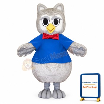 Cute Grey Owl Mascot Costume