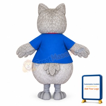 Cute Grey Owl Mascot Costume