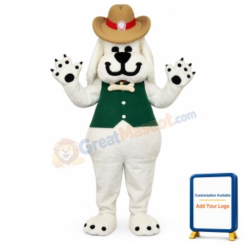 Smiling White Dog Mascot Costume