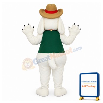 Smiling White Dog Mascot Costume