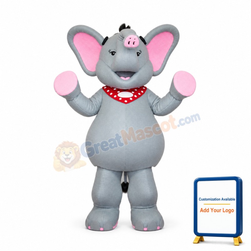 Grey & Pink Elephant Mascot Costume