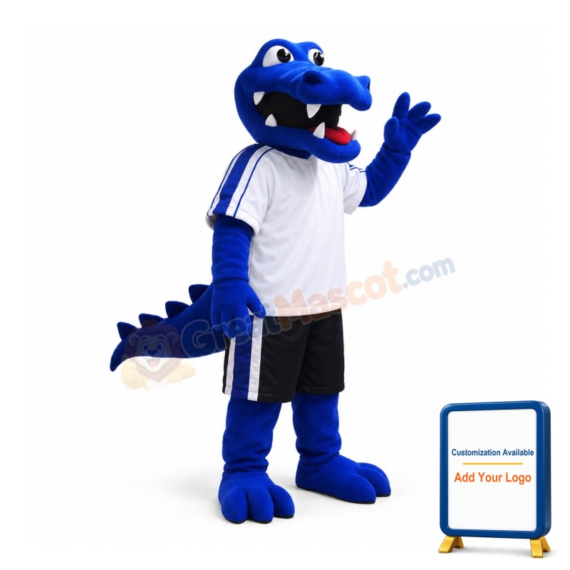 Blue Alligator Mascot Costume