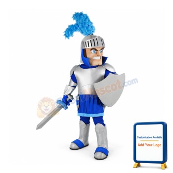 Silver & Blue Knight Mascot Costume