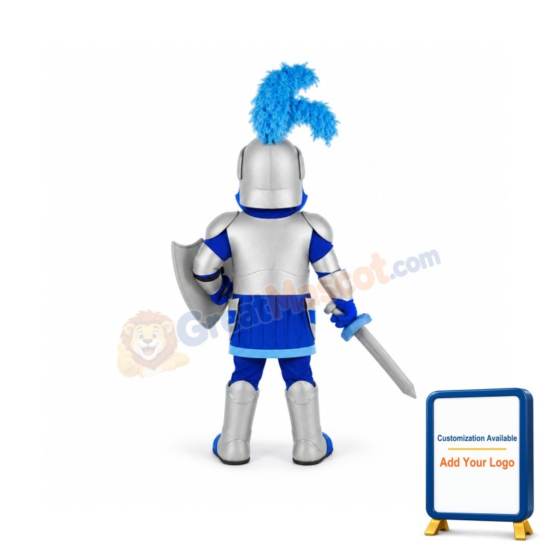 Silver & Blue Knight Mascot Costume