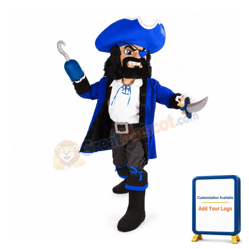 Blue Pirate Mascot Costume