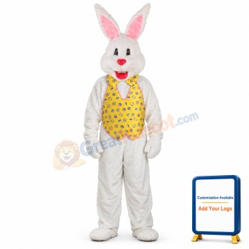 White Adult Easter Bunny Mascot Costume
