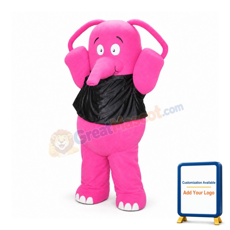 Fat Pink Elephant Mascot Costume