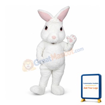 White Fuzzy Bunny Mascot Costume
