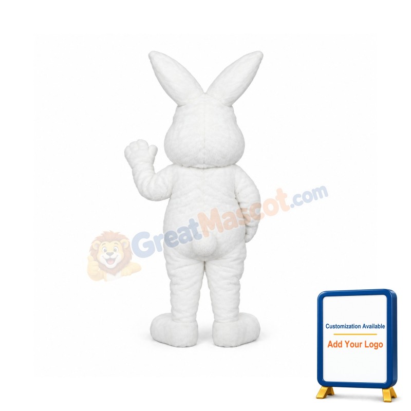 White Fuzzy Bunny Mascot Costume