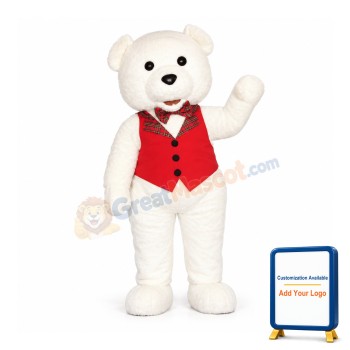 White Teddy Bear Mascot Costume