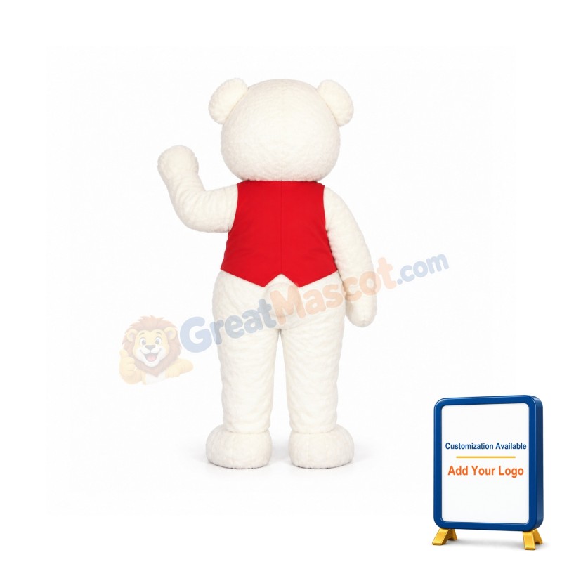 White Teddy Bear Mascot Costume