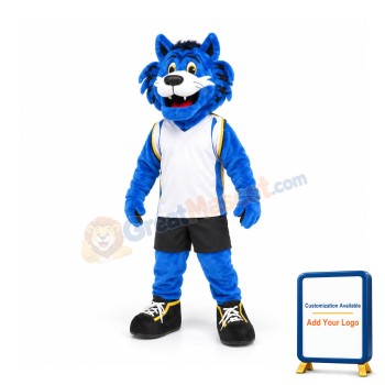 Blue Furry Tiger Mascot Costume