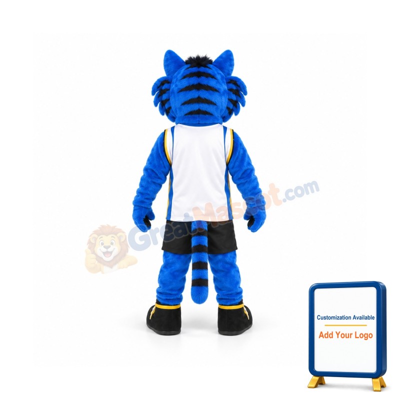 Blue Furry Tiger Mascot Costume