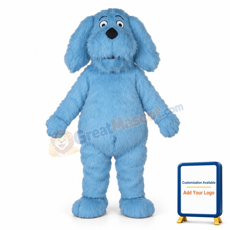 Blue Furry Dog Mascot Costume