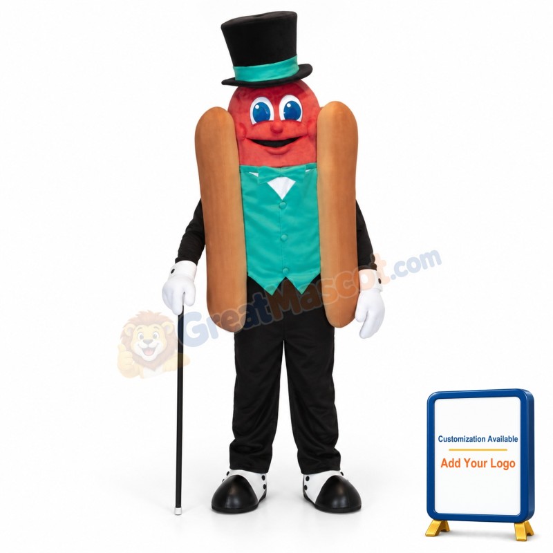 Gentleman Hot Dog Mascot Costume