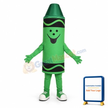 Green Crayon Mascot Costume